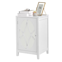 FCH 38*33*60cm Density Board Spray Paint Smoked Mirror Single Door Carved Bedside Table White