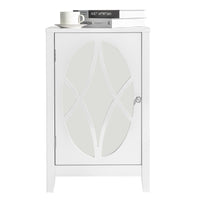 FCH 38*33*60cm Density Board Spray Paint Smoked Mirror Single Door Carved Bedside Table White