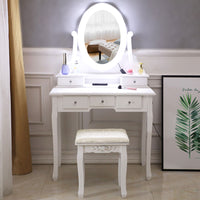 FCH With Light Bulb Single Mirror 5 Drawer Dressing Table White（=60709581）