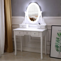 FCH With Light Bulb Single Mirror 5 Drawer Dressing Table White（=60709581）