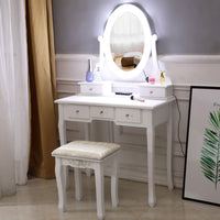 FCH With Light Bulb Single Mirror 5 Drawer Dressing Table White（=60709581）