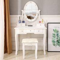 FCH With Light Bulb Single Mirror 5 Drawer Dressing Table White（=60709581）