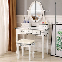 FCH With Light Bulb Single Mirror 5 Drawer Dressing Table White（=60709581）