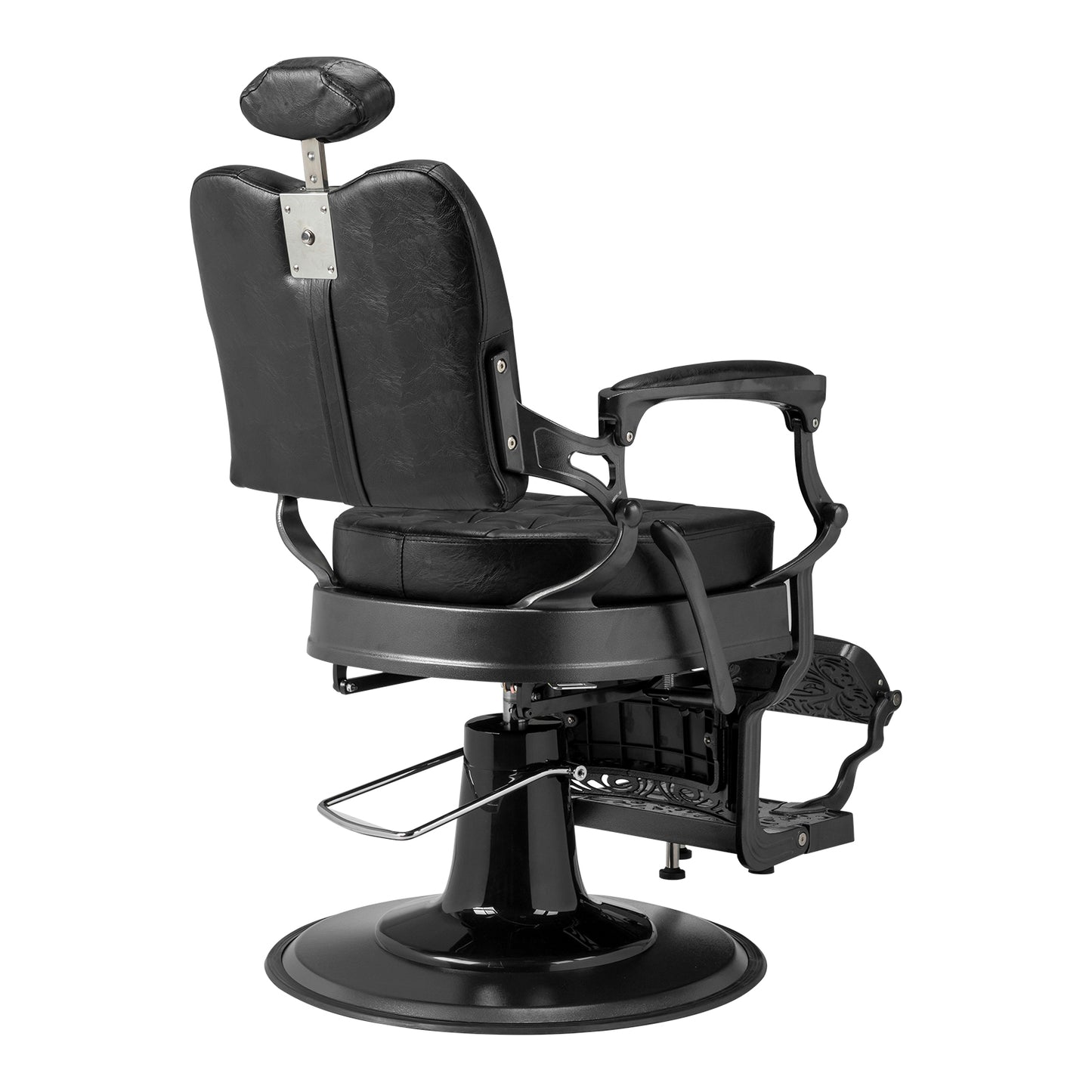 Heavy Duty Vintage Recline Barber Chair Hydraulic with Headrest, Supports up to 550lbs & 360°Rotatable, Professional Salon Beauty Spa Shampoo Equipment (Square Backrest)