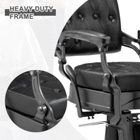 Heavy Duty Vintage Recline Barber Chair Hydraulic with Headrest, Supports up to 550lbs & 360°Rotatable, Professional Salon Beauty Spa Shampoo Equipment (Square Backrest)