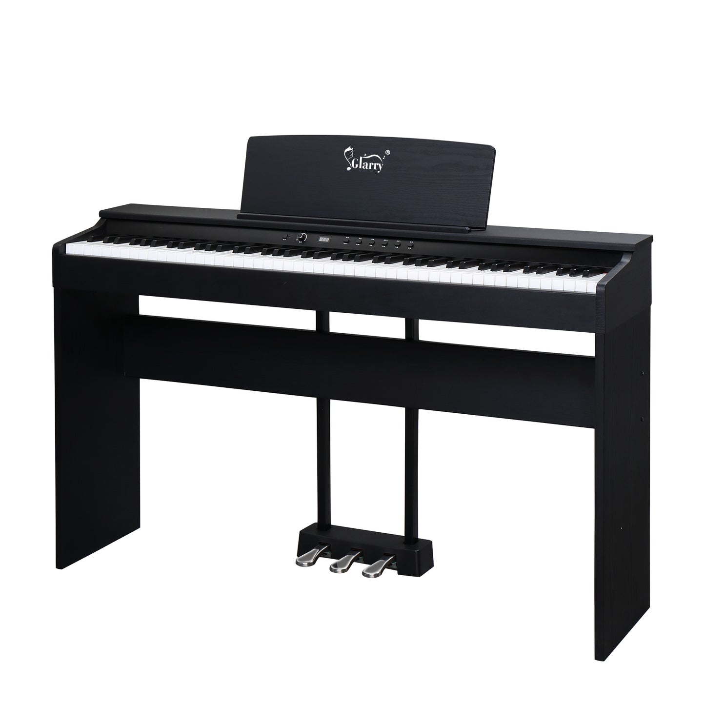 【Do Not Sell on Amazon】Glarry GDP-105 88 Keys Standard Full Weighted Keyboards Digital Piano with Furniture Stand, Power Adapter, Triple Pedals, Headphone，for All Experience Levels Black