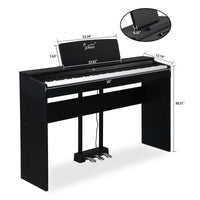 【Do Not Sell on Amazon】Glarry GDP-105 88 Keys Standard Full Weighted Keyboards Digital Piano with Furniture Stand, Power Adapter, Triple Pedals, Headphone，for All Experience Levels Black