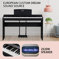 【Do Not Sell on Amazon】Glarry GDP-105 88 Keys Standard Full Weighted Keyboards Digital Piano with Furniture Stand, Power Adapter, Triple Pedals, Headphone，for All Experience Levels Black