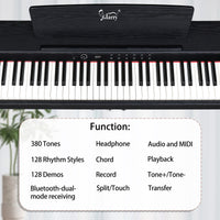 【Do Not Sell on Amazon】Glarry GDP-105 88 Keys Standard Full Weighted Keyboards Digital Piano with Furniture Stand, Power Adapter, Triple Pedals, Headphone，for All Experience Levels Black