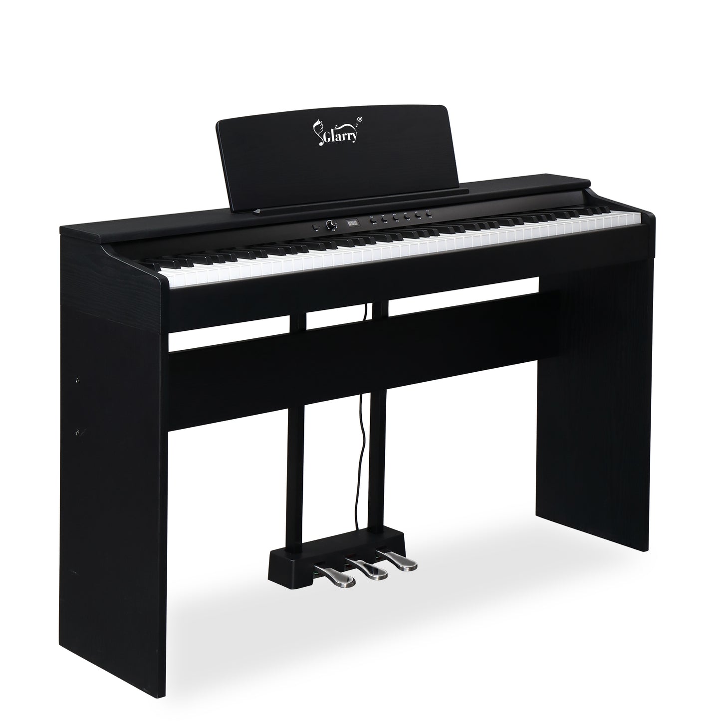 【Do Not Sell on Amazon】Glarry GDP-105 88 Keys Standard Full Weighted Keyboards Digital Piano with Furniture Stand, Power Adapter, Triple Pedals, Headphone，for All Experience Levels Black