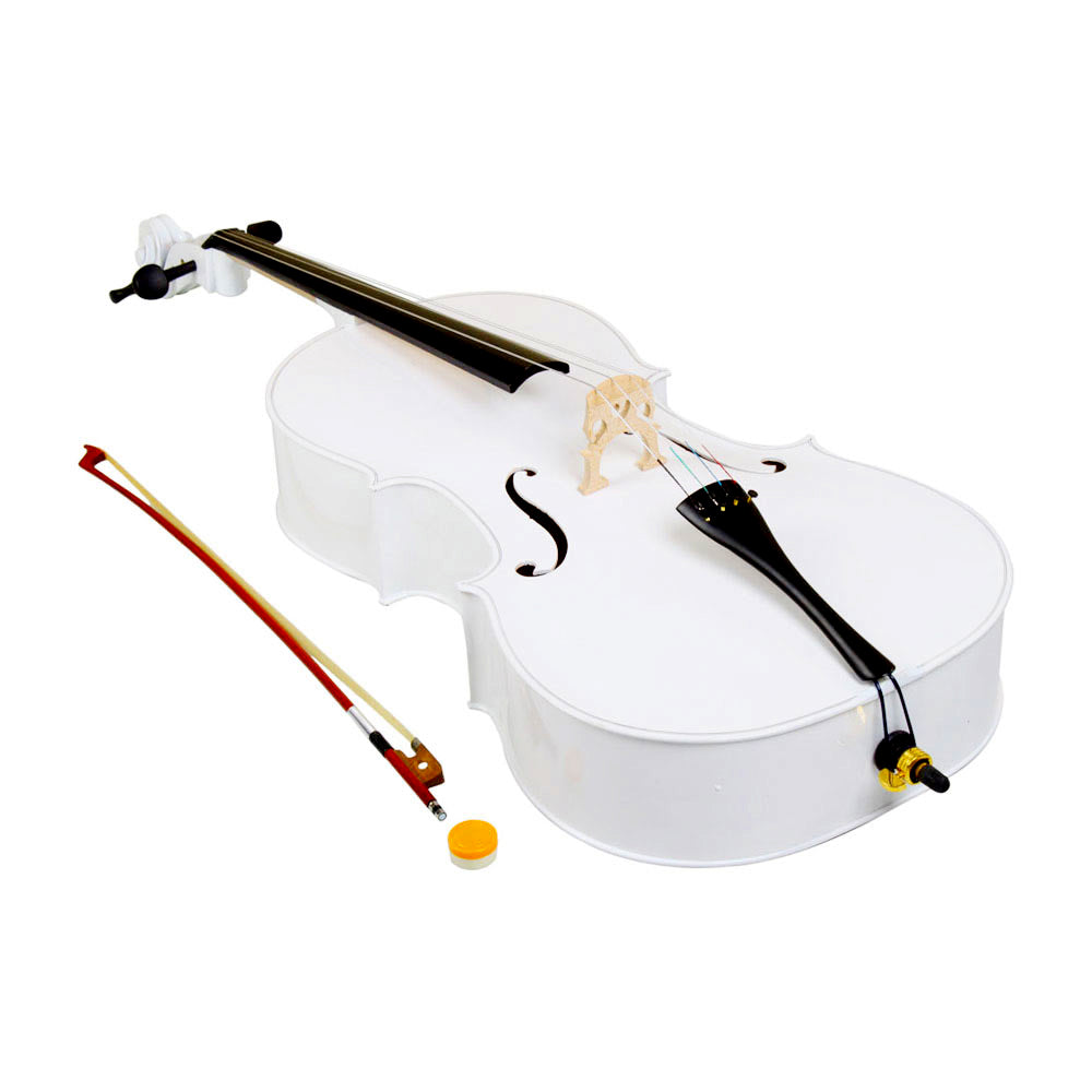 4/4 Wood Cello Bag Bow Rosin Bridge White