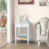 FCH Two-layer Bedside Cabinet Coffee Table with Drawer White