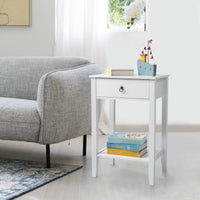 FCH Two-layer Bedside Cabinet Coffee Table with Drawer White