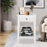 FCH Two-layer Bedside Cabinet Coffee Table with Drawer White