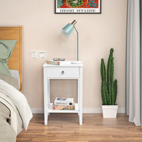 FCH Two-layer Bedside Cabinet Coffee Table with Drawer White