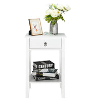 FCH Two-layer Bedside Cabinet Coffee Table with Drawer White