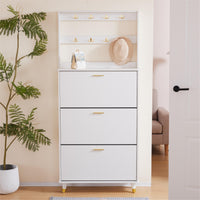 Entryway Bedroom Armoire,Shoe Cabinet,Wardrobe Armoire Closet, Drawers and Shelves,  Handles,  Hanging Rod, white