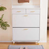 Entryway Bedroom Armoire,Shoe Cabinet,Wardrobe Armoire Closet, Drawers and Shelves,  Handles,  Hanging Rod, white