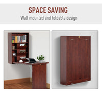 Wall Mount Desk Cabinet-Mahogany ( Amazon Shipping)（Prohibited by WalMart）