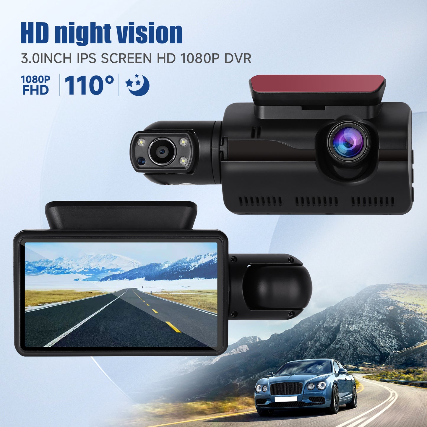 1080P Dual Lens Car DVR Dash Cam Video Recorder G-Sensor Front and Rear Camera