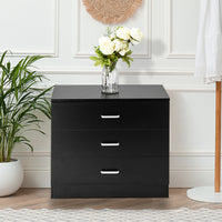 [FCH] Modern Simple 3-Drawer Table Nightstand Dresser Black