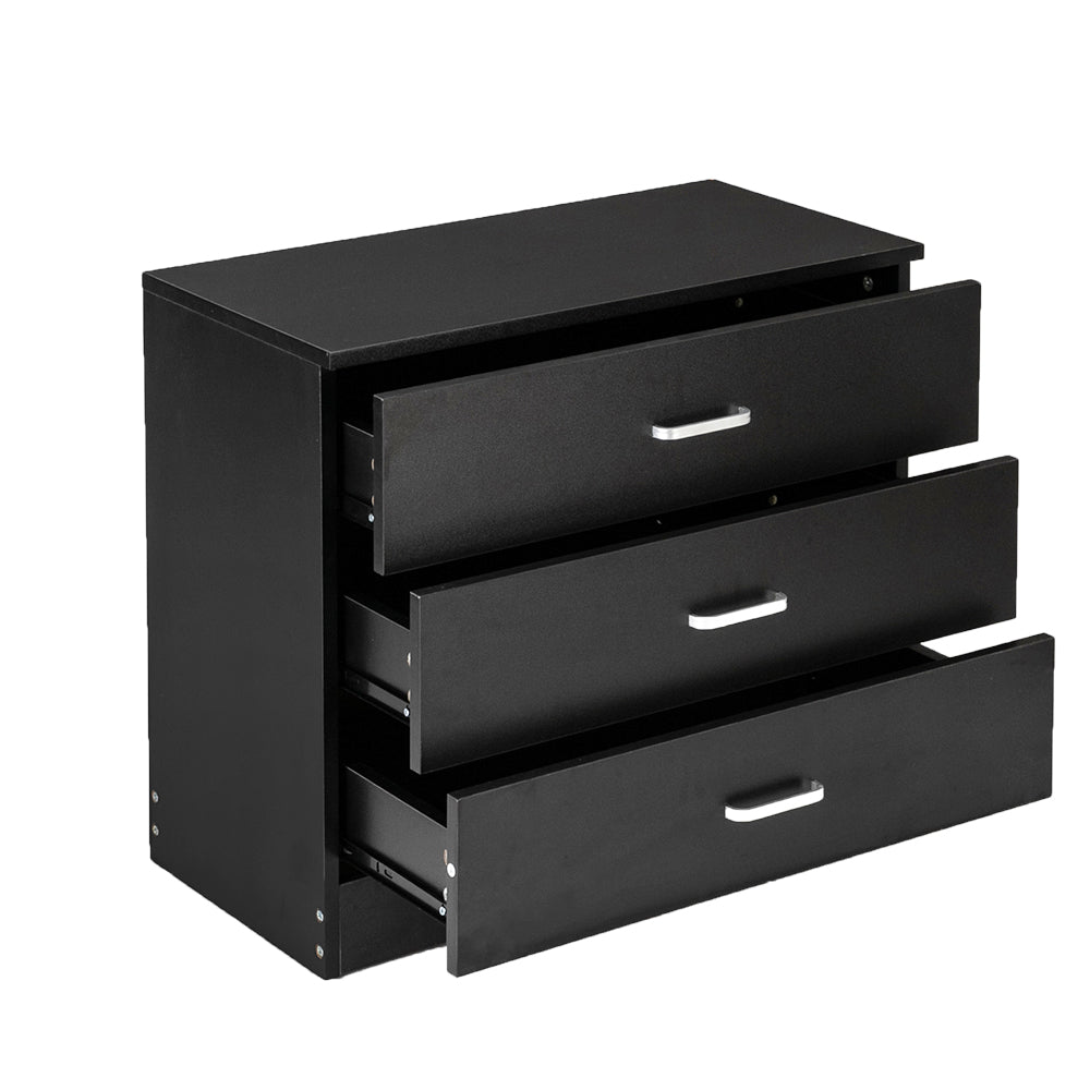 [FCH] Modern Simple 3-Drawer Table Nightstand Dresser Black