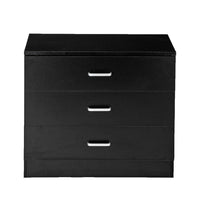 [FCH] Modern Simple 3-Drawer Table Nightstand Dresser Black