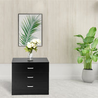 [FCH] Modern Simple 3-Drawer Table Nightstand Dresser Black