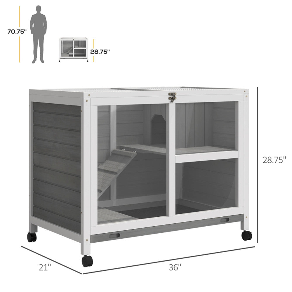 Pet cage /Wood Rabbit Hutch-Gray