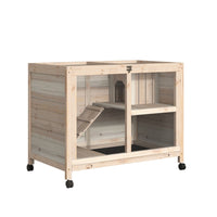 Pet cage /Wood Rabbit Hutch-Natural