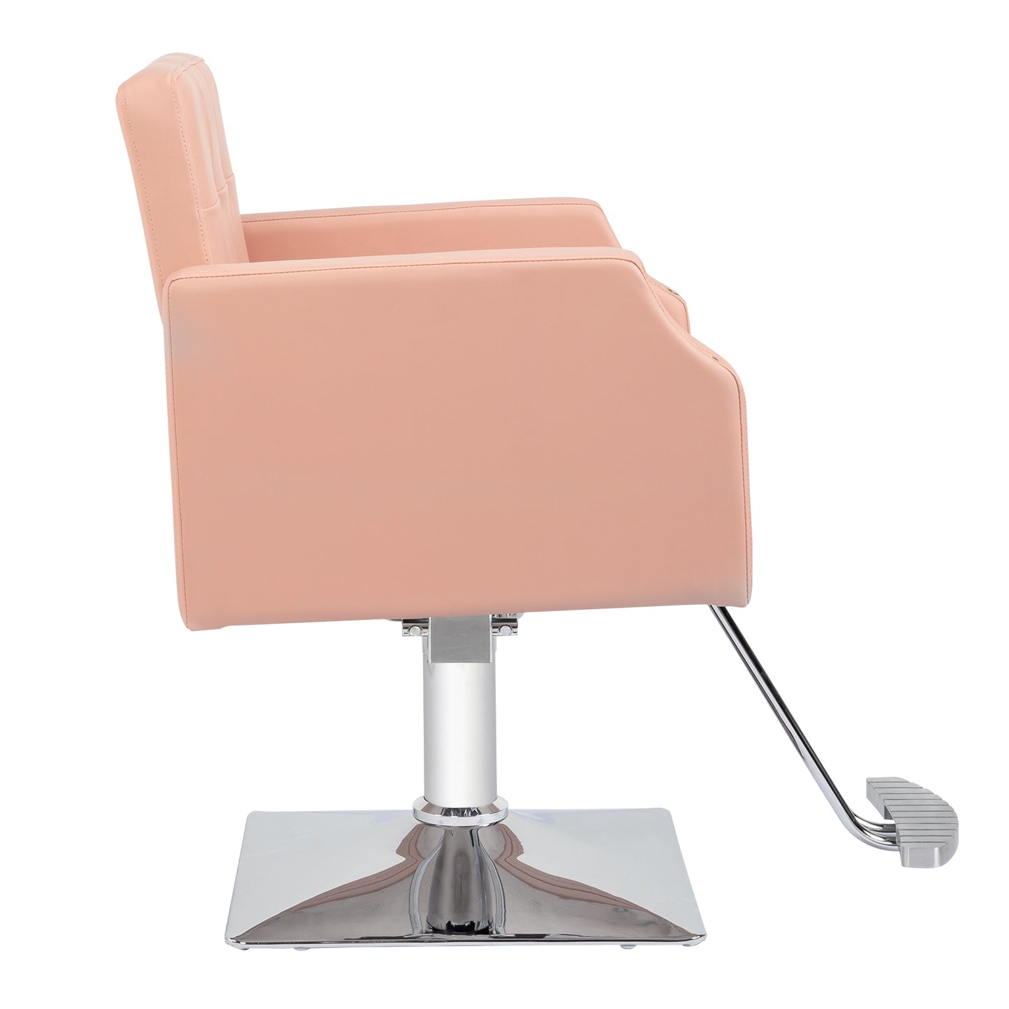 PVC leather aluminum alloy foot pedal rivet type square chassis high oil pump barber chair 150kg pink