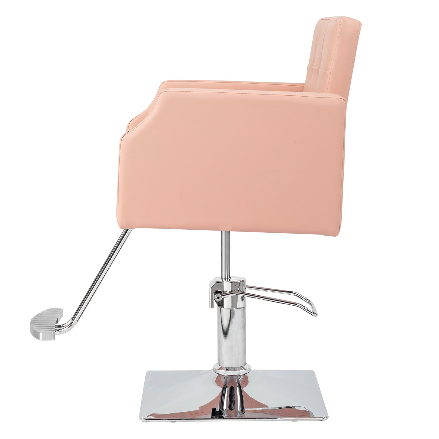 PVC leather aluminum alloy foot pedal rivet type square chassis high oil pump barber chair 150kg pink