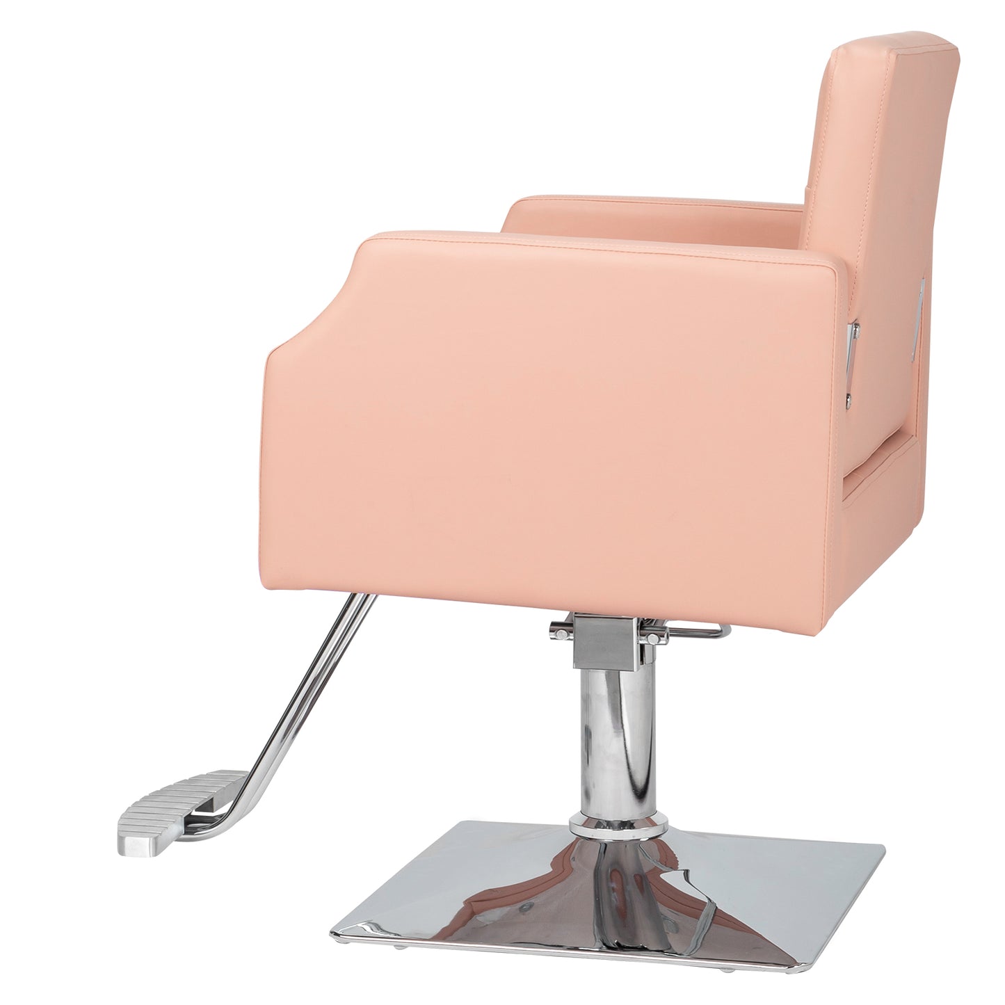 PVC leather aluminum alloy foot pedal rivet type square chassis high oil pump barber chair 150kg pink