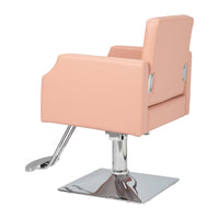 PVC leather aluminum alloy foot pedal rivet type square chassis high oil pump barber chair 150kg pink