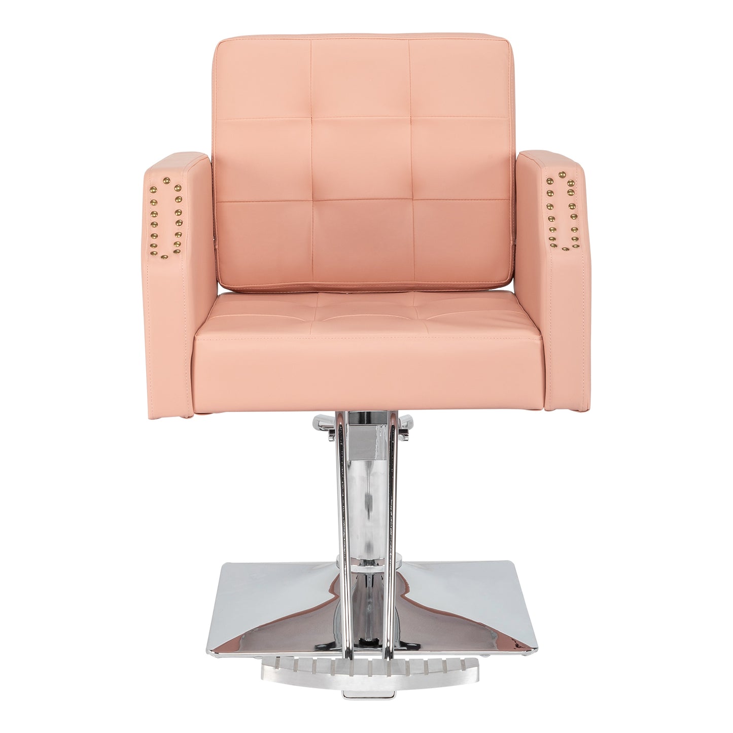 PVC leather aluminum alloy foot pedal rivet type square chassis high oil pump barber chair 150kg pink