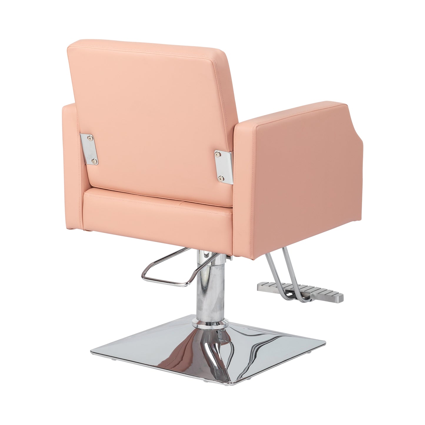 PVC leather aluminum alloy foot pedal rivet type square chassis high oil pump barber chair 150kg pink