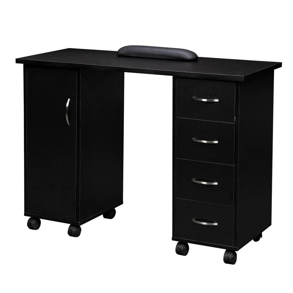 Double Edged Manicure Nail Table with Drawer Black