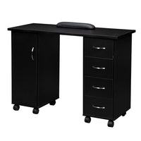 Double Edged Manicure Nail Table with Drawer Black
