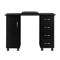 Double Edged Manicure Nail Table with Drawer Black