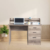 Gray embossed particleboard with triamine laminated desktop storage layer 110*50*95cm three drawers computer desk can hang letter size documents