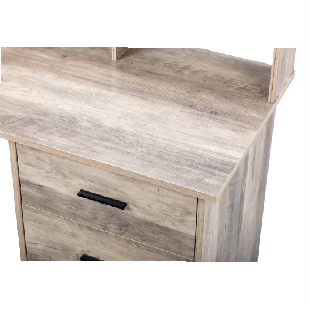 Gray embossed particleboard with triamine laminated desktop storage layer 110*50*95cm three drawers computer desk can hang letter size documents