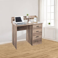 Gray embossed particleboard with triamine laminated desktop storage layer 110*50*95cm three drawers computer desk can hang letter size documents