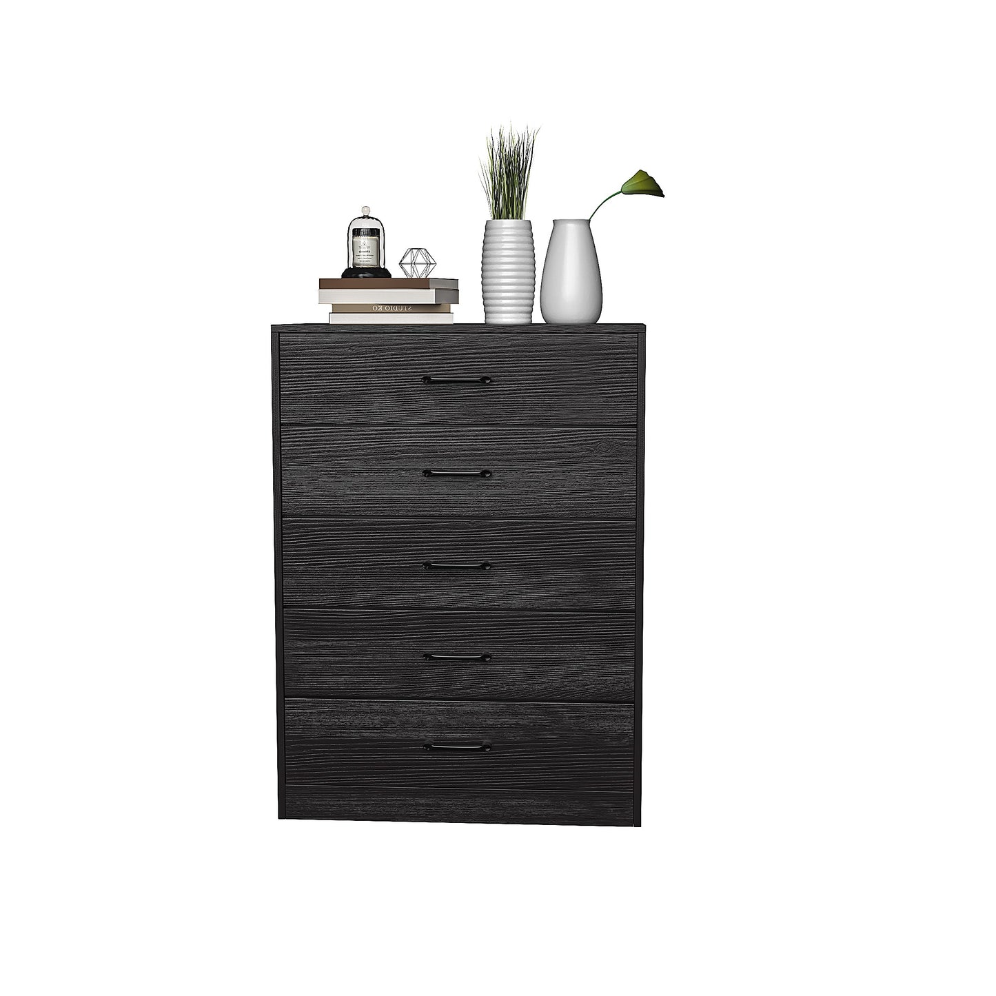 Single row, 5 layers, 5 drawers, facing fabric drawer, particle board, non-woven fabric, 70*40*93.3cm, black