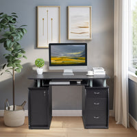 [Old code:68582160]FCH  115* 55*74cm  Black PB Wood 15mm Portable 1pc Door with 3pcs Drawers Computer Desk