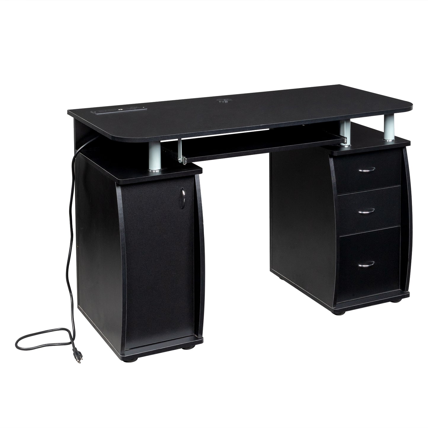 [Old code:68582160]FCH  115* 55*74cm  Black PB Wood 15mm Portable 1pc Door with 3pcs Drawers Computer Desk