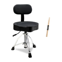 Drum Throne with Backrest, Hydraulic Drum Stool Adjustable Height, Heavy Duty Hydraulic Drum Seat Saddle Design for Drummers Black