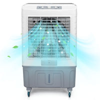 3 in 1 Portable Evaporative Cooler,Indoor,Outdoor,4118CFM Personal Air Cooler,Mechanical control ,13.2 Gal Large Water Tank & Scroll Casters, 4 Ice Packs,White and gray