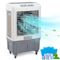3 in 1 Portable Evaporative Cooler,Indoor,Outdoor,4118CFM Personal Air Cooler,Mechanical control ,13.2 Gal Large Water Tank & Scroll Casters, 4 Ice Packs,White and gray