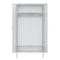 There are air holes above the door of the white wardrobe, and a storage layer (the height of the layer board can be adjusted) above and below the inside to fix the hanger bar