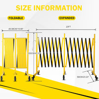 Metal Expandable Barricade, 23 Feet Retractable Fence Outdoor, Mobile Safety Barrier Gate, Easily Assembled Expanding Gate with Casters, Collapsible Accordion Barricade Gate Outdoor